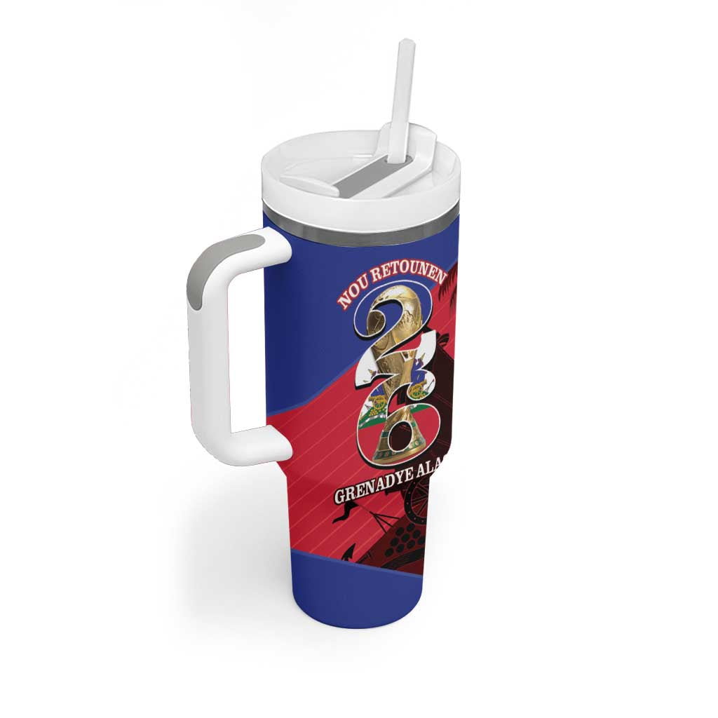 Personalized Les Grenadiers Haiti Football Tumbler With Handle 2026 Nou Retounen Red Version - African Pride