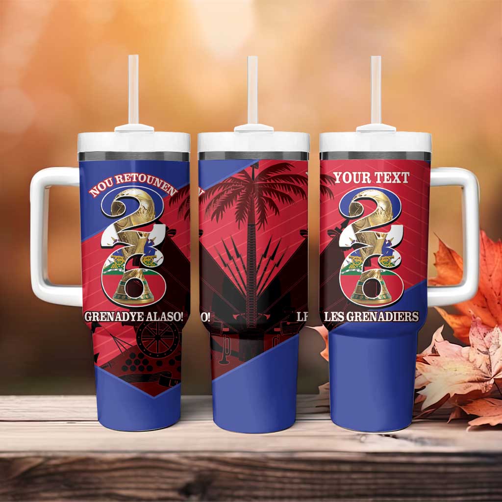 Personalized Les Grenadiers Haiti Football Tumbler With Handle 2026 Nou Retounen Red Version - African Pride