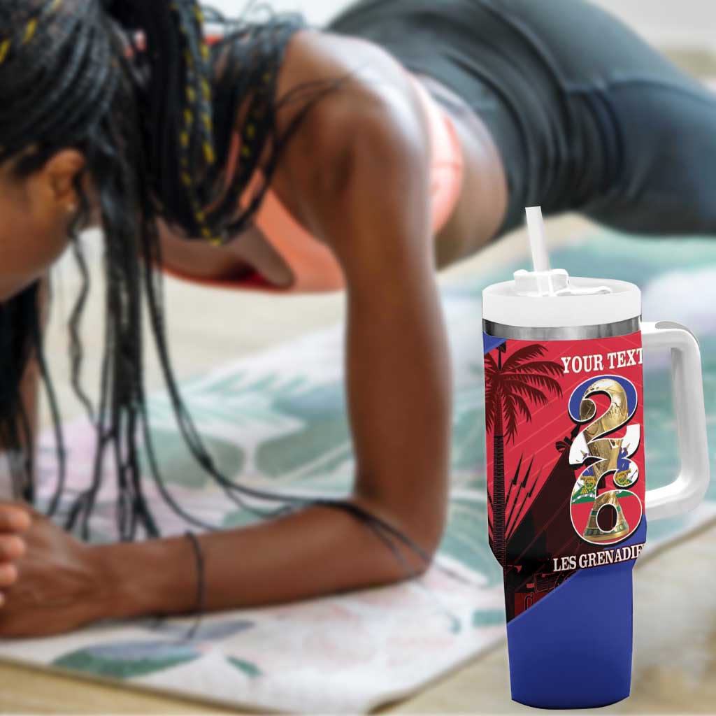 Personalized Les Grenadiers Haiti Football Tumbler With Handle 2026 Nou Retounen Red Version - African Pride
