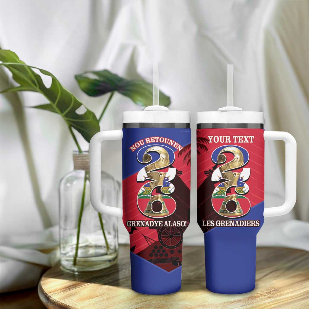 Personalized Les Grenadiers Haiti Football Tumbler With Handle 2026 Nou Retounen Red Version - African Pride