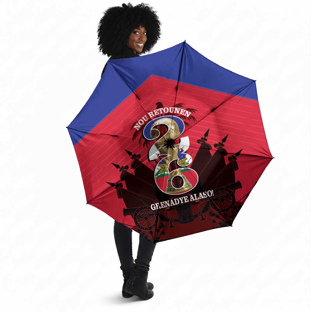 Les Grenadiers Haiti Football Umbrella 2026 Nou Retounen Red Version