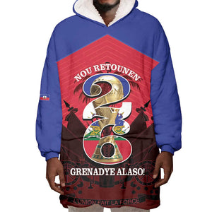 Personalized Les Grenadiers Haiti Football Wearable Blanket Hoodie 2026 Nou Retounen Red Version - African Pride