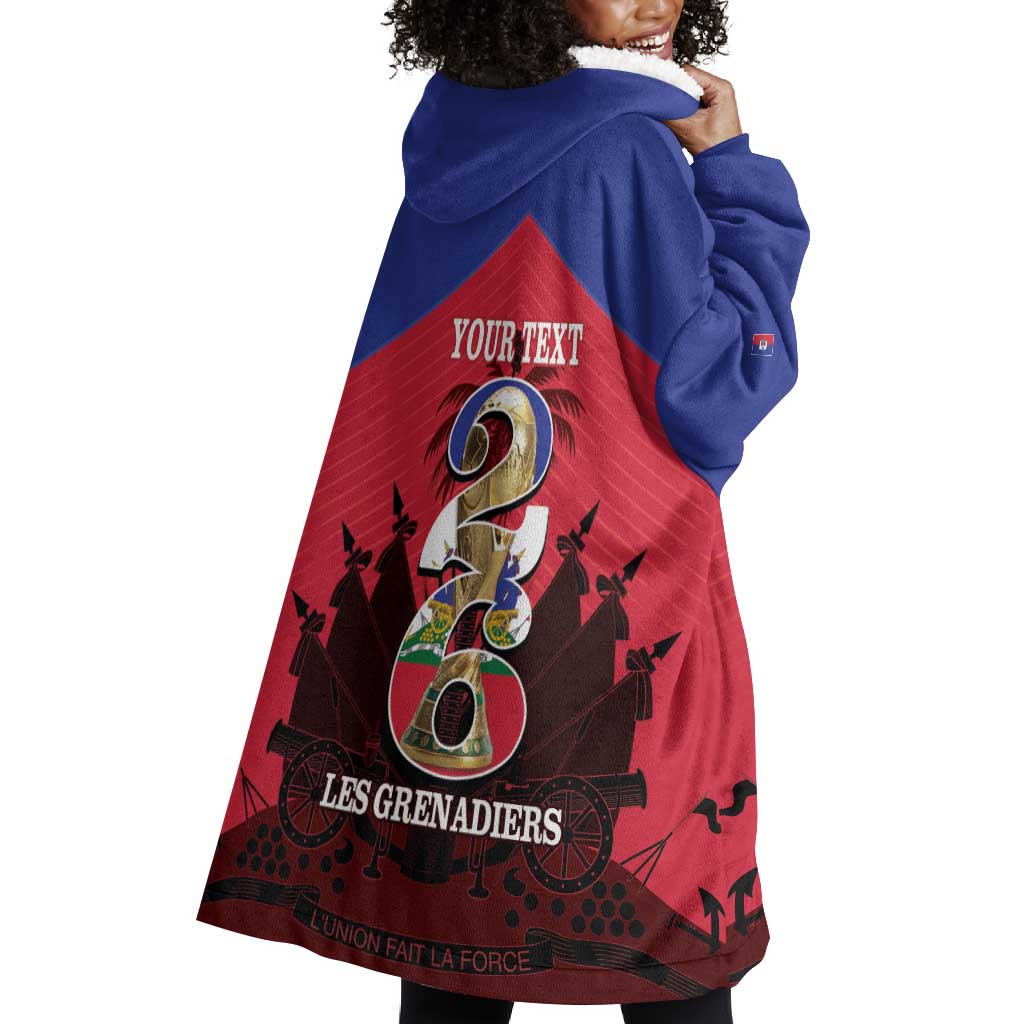 Personalized Les Grenadiers Haiti Football Wearable Blanket Hoodie 2026 Nou Retounen Red Version - African Pride