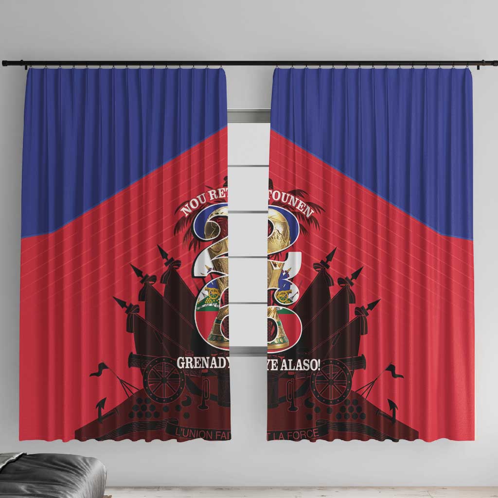 Les Grenadiers Haiti Football Window Curtain 2026 Nou Retounen Red Version - African Pride