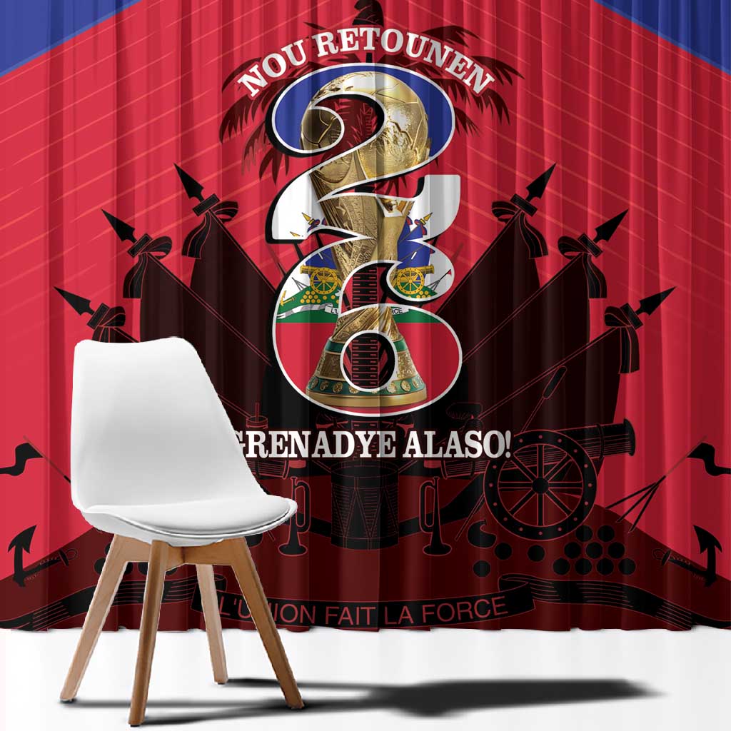 Les Grenadiers Haiti Football Window Curtain 2026 Nou Retounen Red Version - African Pride