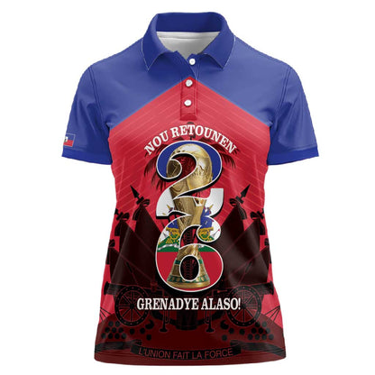 Personalized Les Grenadiers Haiti Football Women Polo Shirt 2026 Nou Retounen Red Version - African Pride