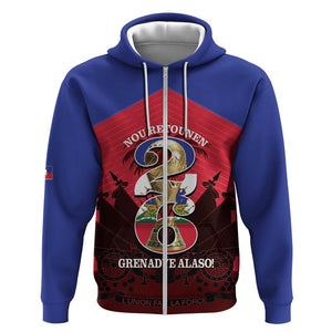 Personalized Les Grenadiers Haiti Football Zip Hoodie 2026 Nou Retounen Red Version - African Pride