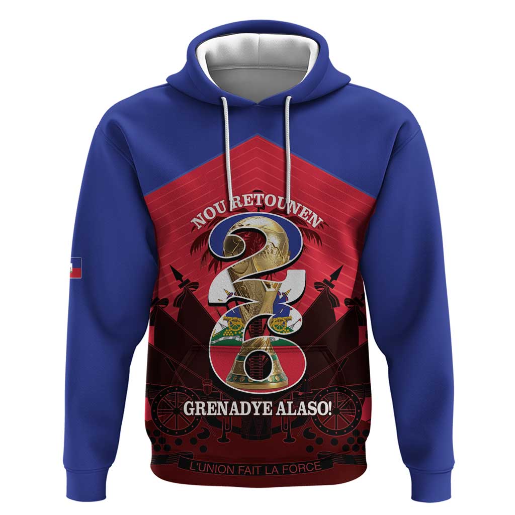 Personalized Les Grenadiers Haiti Football Zip Hoodie 2026 Nou Retounen Red Version - African Pride