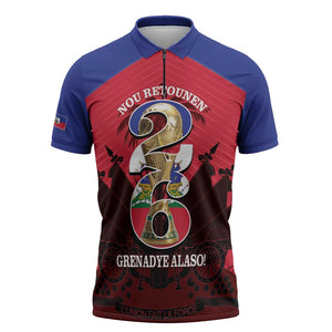 Personalized Les Grenadiers Haiti Football Zipper Polo Shirt 2026 Nou Retounen Red Version