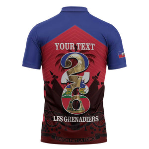 Personalized Les Grenadiers Haiti Football Zipper Polo Shirt 2026 Nou Retounen Red Version