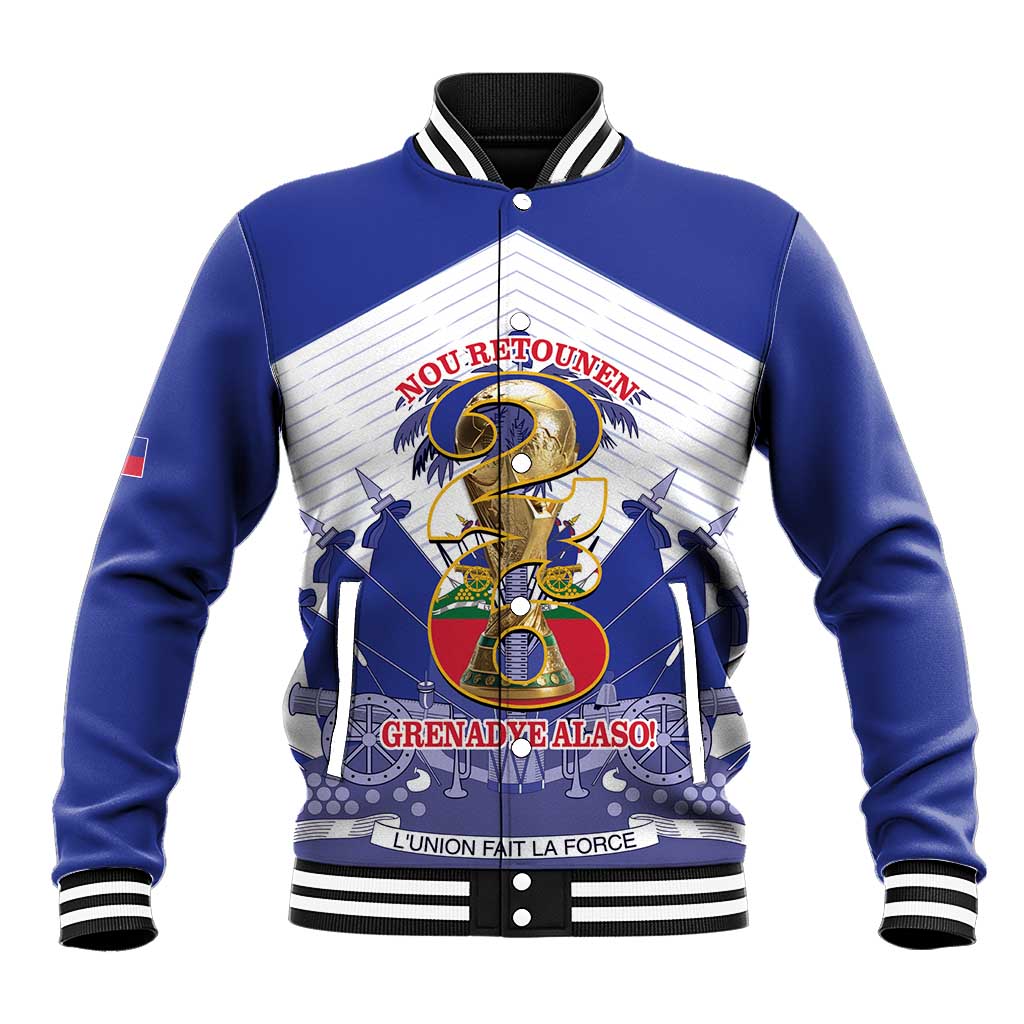 Personalized Les Grenadiers Haiti Football Baseball Jacket 2026 Nou Retounen White Version - African Pride