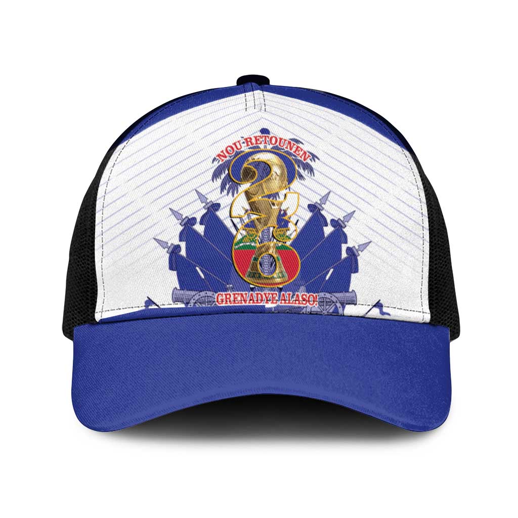 Les Grenadiers Haiti Football Baseball Net Cap 2026 Nou Retounen White Version - African Pride