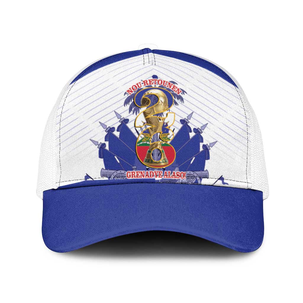 Les Grenadiers Haiti Football Baseball Net Cap 2026 Nou Retounen White Version - African Pride