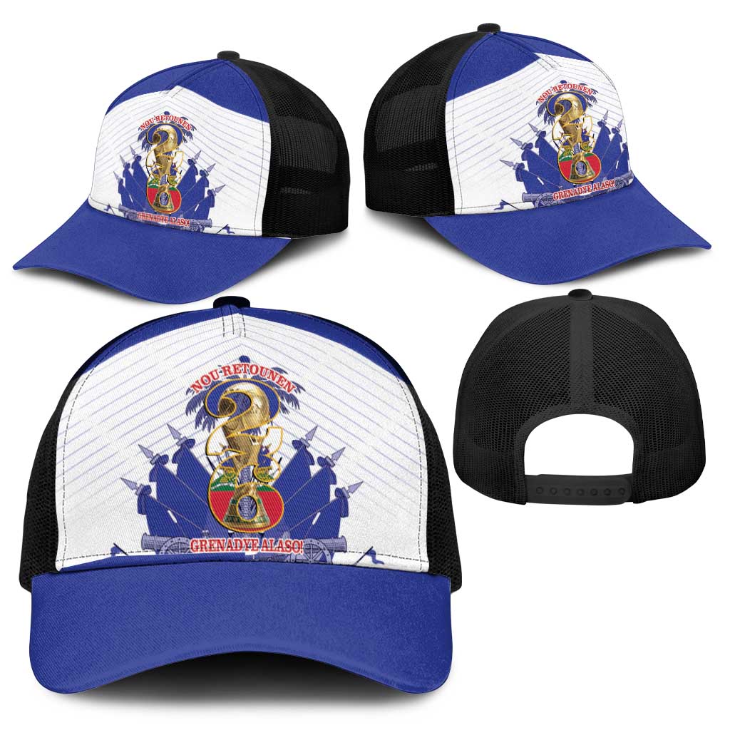 Les Grenadiers Haiti Football Baseball Net Cap 2026 Nou Retounen White Version - African Pride