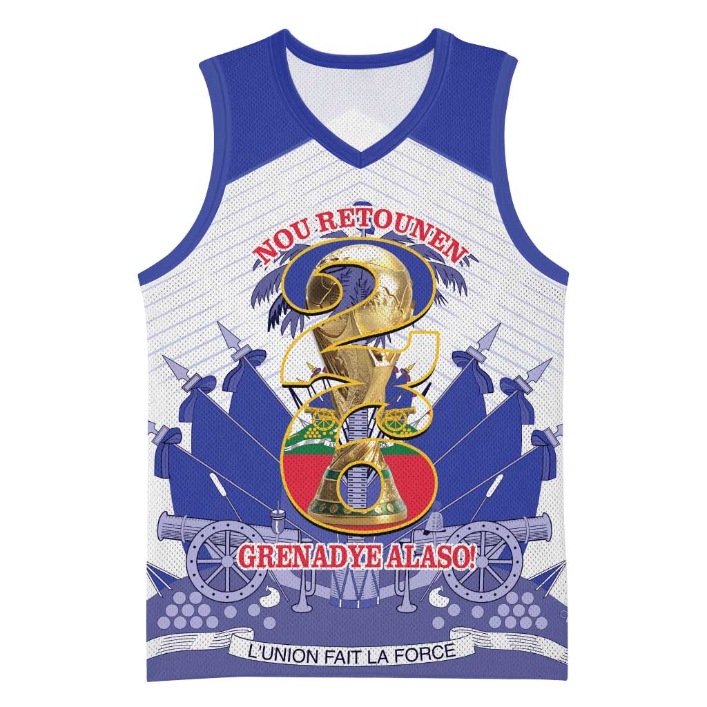 Personalized Les Grenadiers Haiti Football Basketball Jersey 2026 Nou Retounen White Version - African Pride