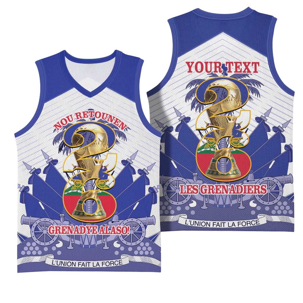 Personalized Les Grenadiers Haiti Football Basketball Jersey 2026 Nou Retounen White Version - African Pride
