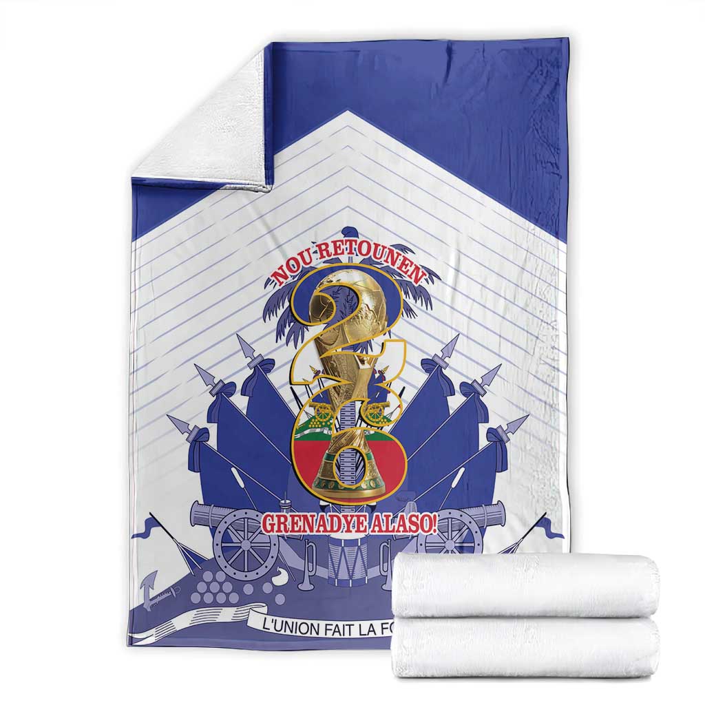 Les Grenadiers Haiti Football Blanket 2026 Nou Retounen White Version - African Pride