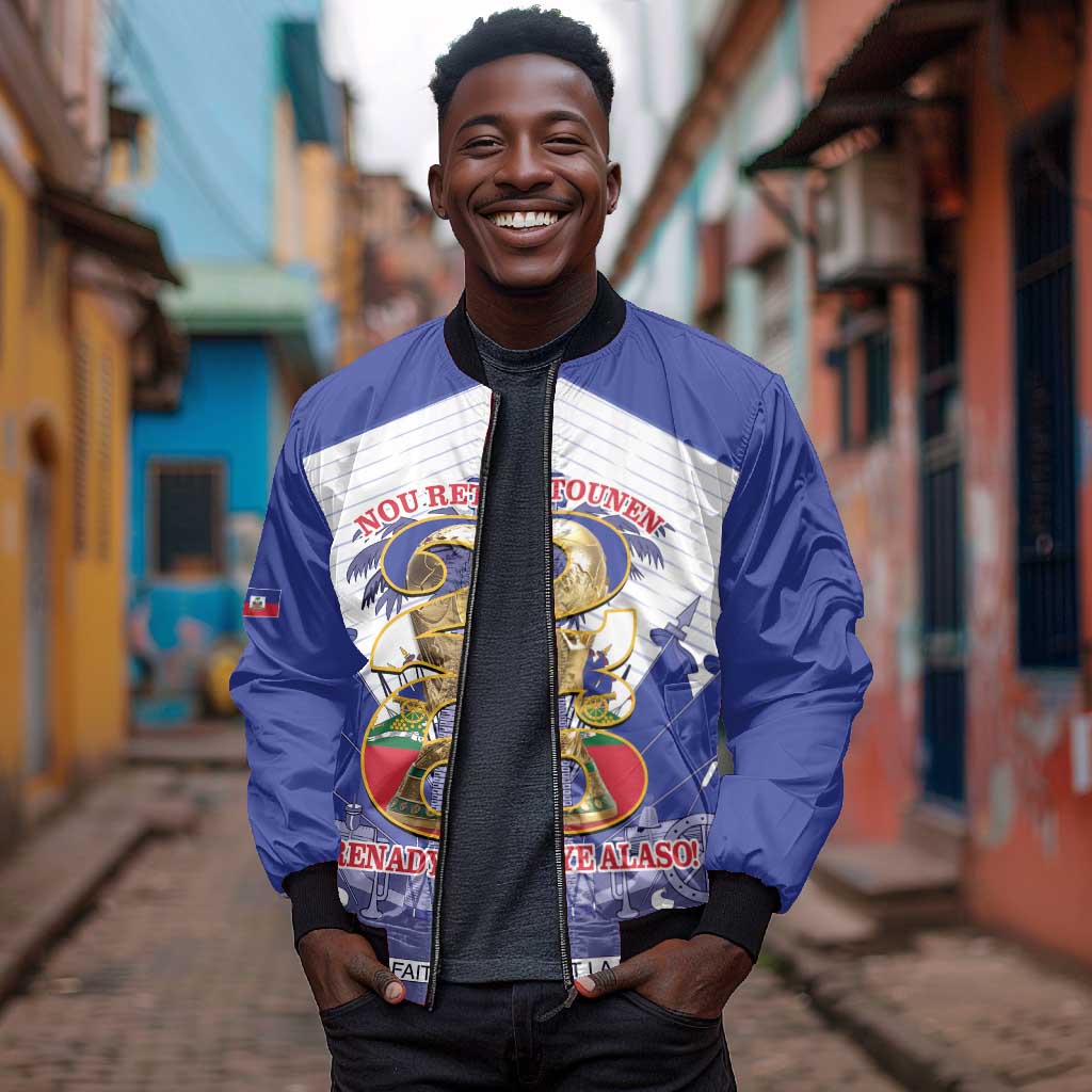 Personalized Les Grenadiers Haiti Football Bomber Jacket 2026 Nou Retounen White Version - African Pride