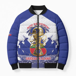 Personalized Les Grenadiers Haiti Football Bomber Puffer Jacket 2026 Nou Retounen White Version