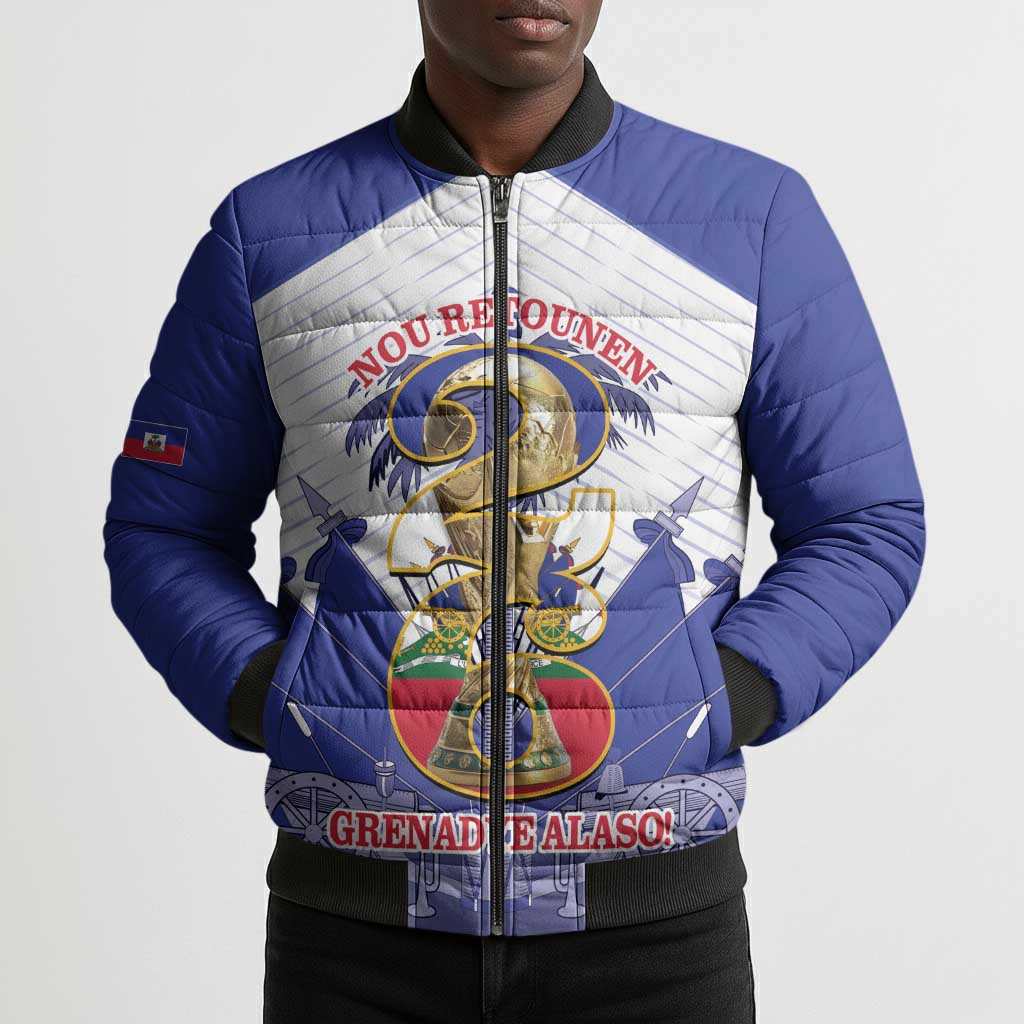 Personalized Les Grenadiers Haiti Football Bomber Puffer Jacket 2026 Nou Retounen White Version