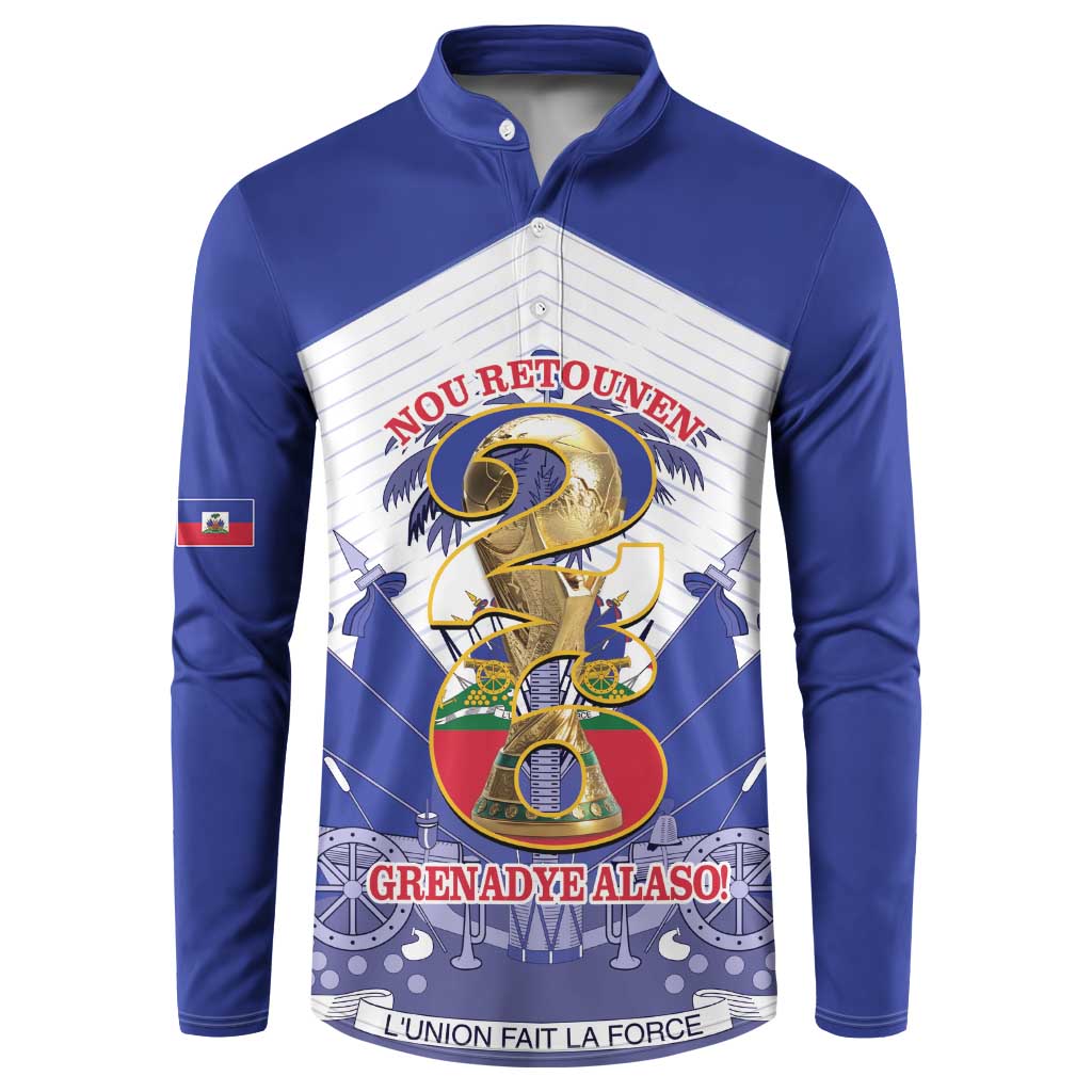 Personalized Les Grenadiers Haiti Football Button Sweatshirt 2026 Nou Retounen White Version