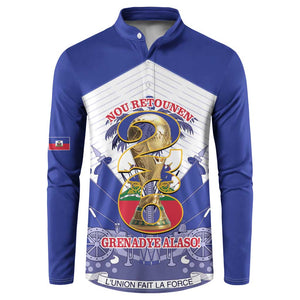 Personalized Les Grenadiers Haiti Football Button Sweatshirt 2026 Nou Retounen White Version