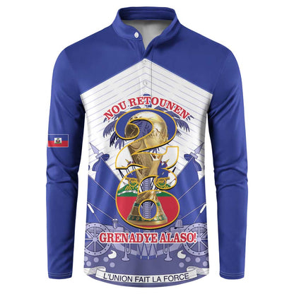 Personalized Les Grenadiers Haiti Football Button Sweatshirt 2026 Nou Retounen White Version