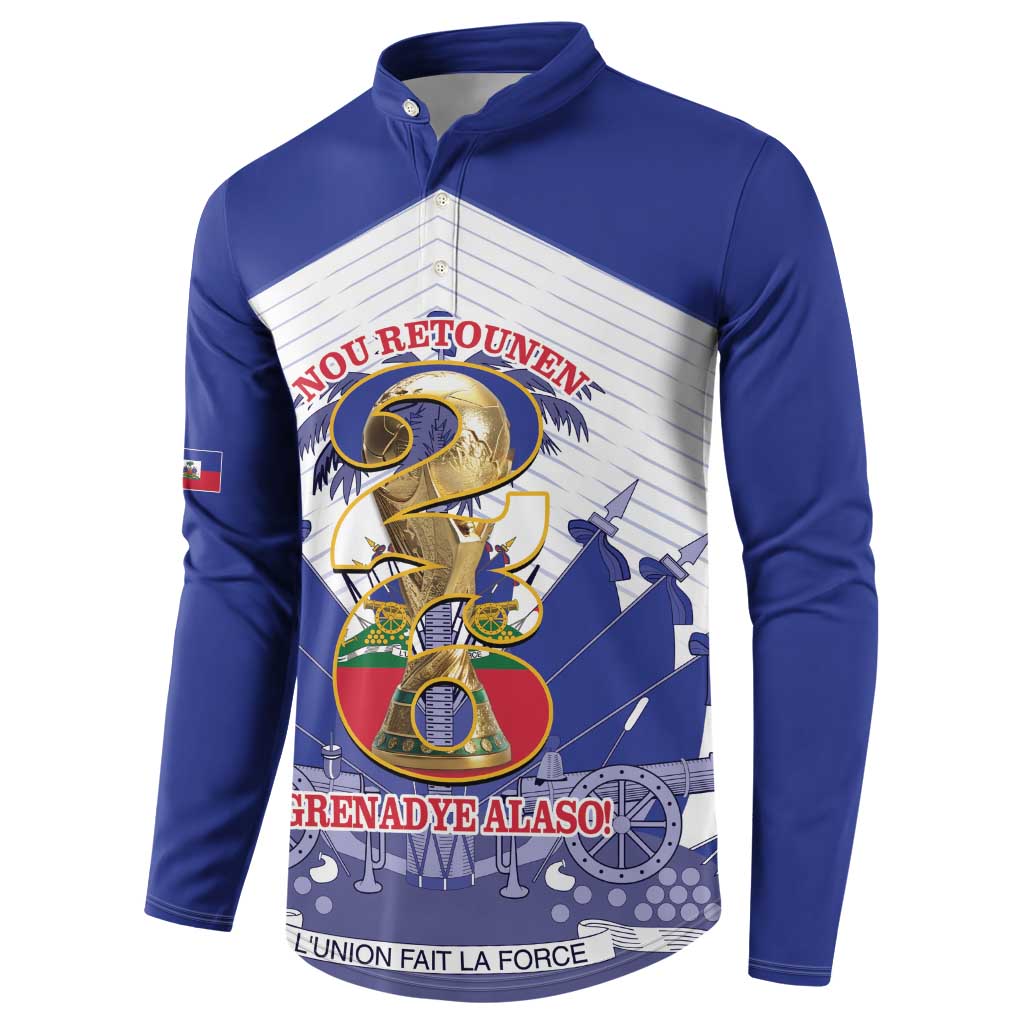 Personalized Les Grenadiers Haiti Football Button Sweatshirt 2026 Nou Retounen White Version