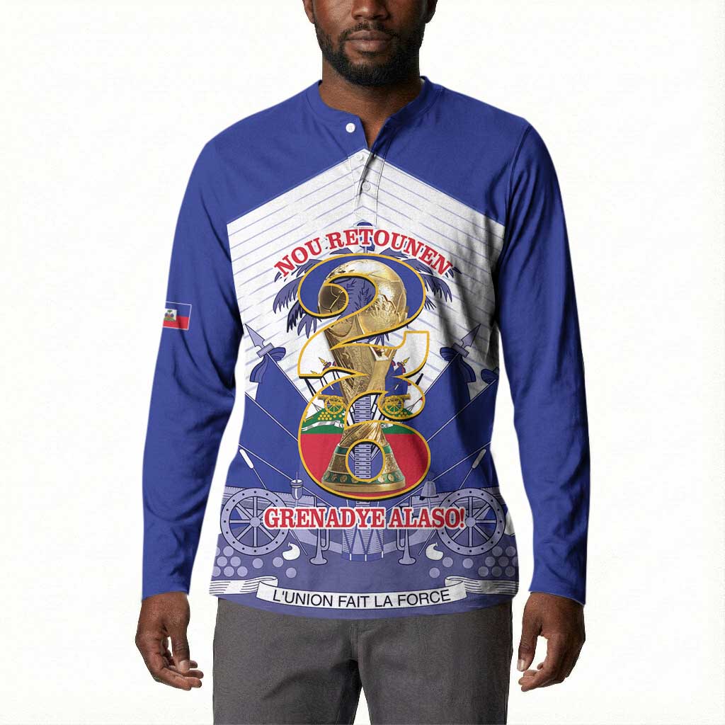 Personalized Les Grenadiers Haiti Football Button Sweatshirt 2026 Nou Retounen White Version