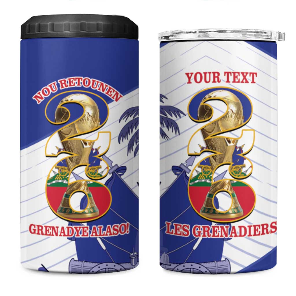 Personalized Les Grenadiers Haiti Football 4 in 1 Can Cooler Tumbler 2026 Nou Retounen White Version - African Pride