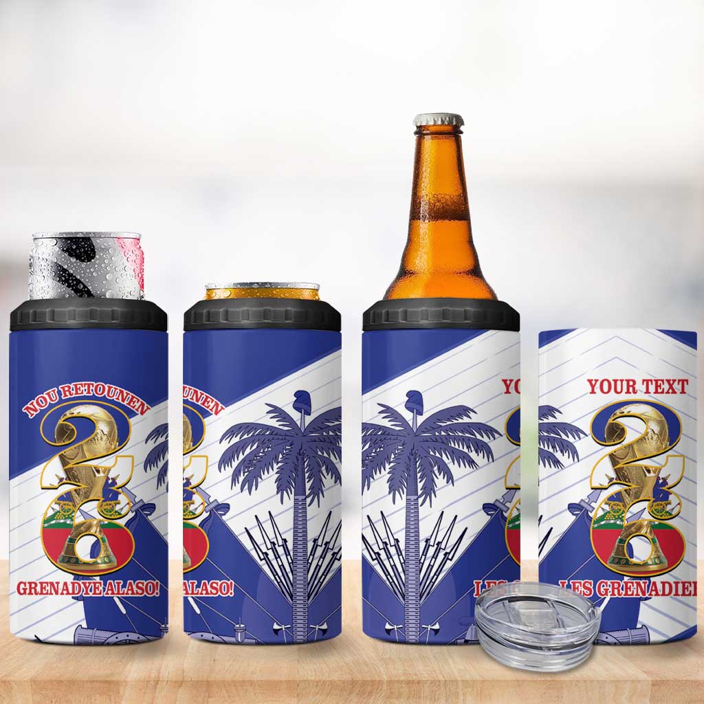 Personalized Les Grenadiers Haiti Football 4 in 1 Can Cooler Tumbler 2026 Nou Retounen White Version - African Pride