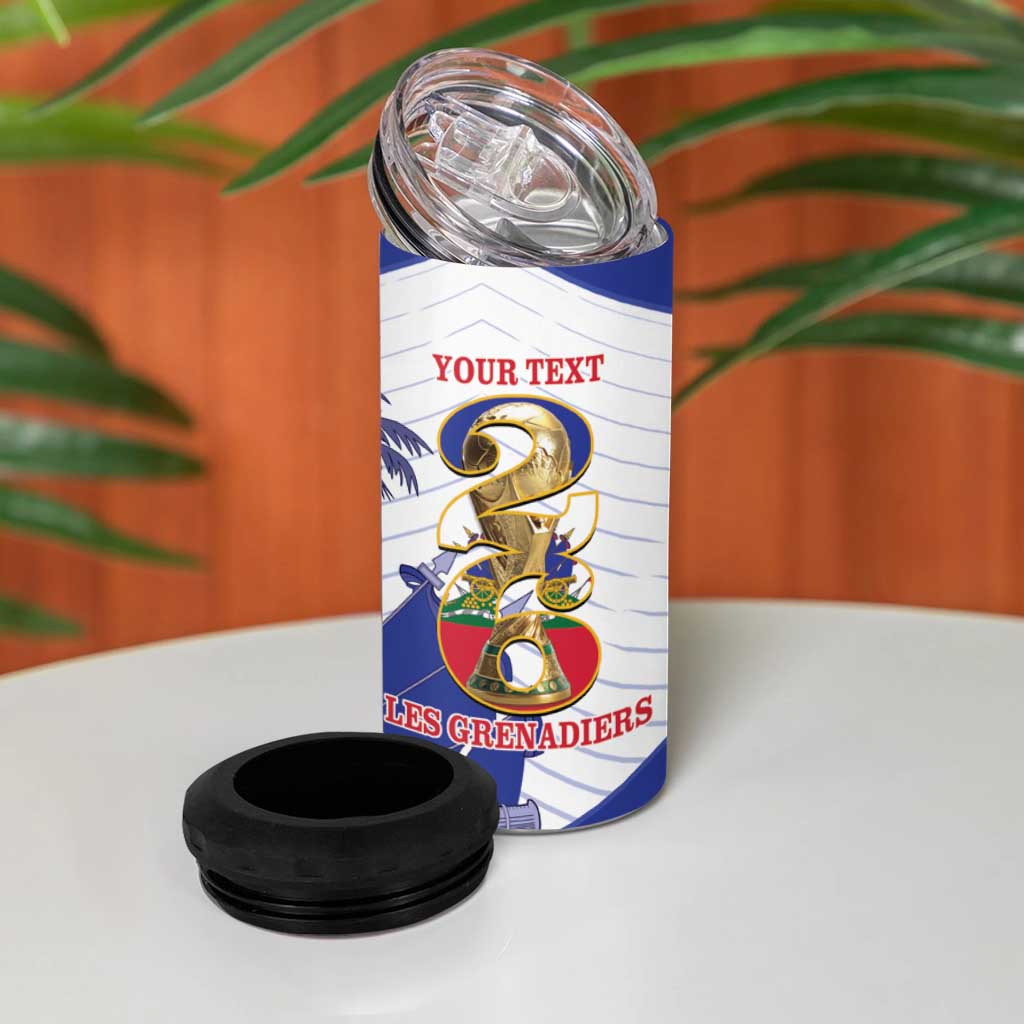 Personalized Les Grenadiers Haiti Football 4 in 1 Can Cooler Tumbler 2026 Nou Retounen White Version - African Pride