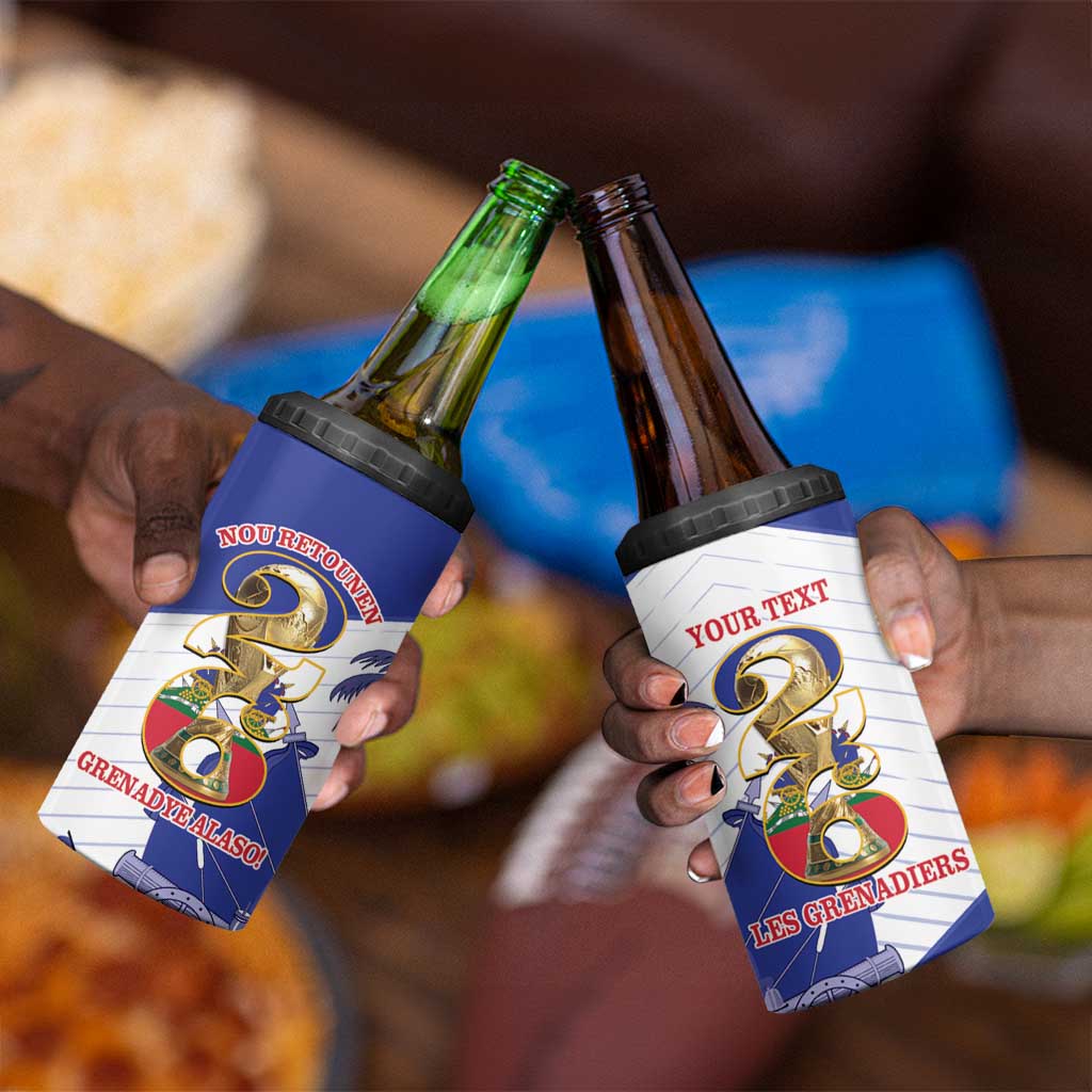Personalized Les Grenadiers Haiti Football 4 in 1 Can Cooler Tumbler 2026 Nou Retounen White Version - African Pride