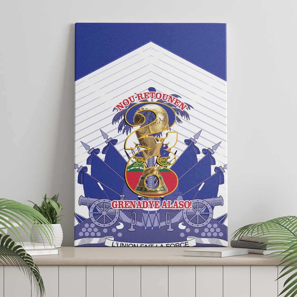 Les Grenadiers Haiti Football Canvas Wall Art 2026 Nou Retounen White Version - African Pride
