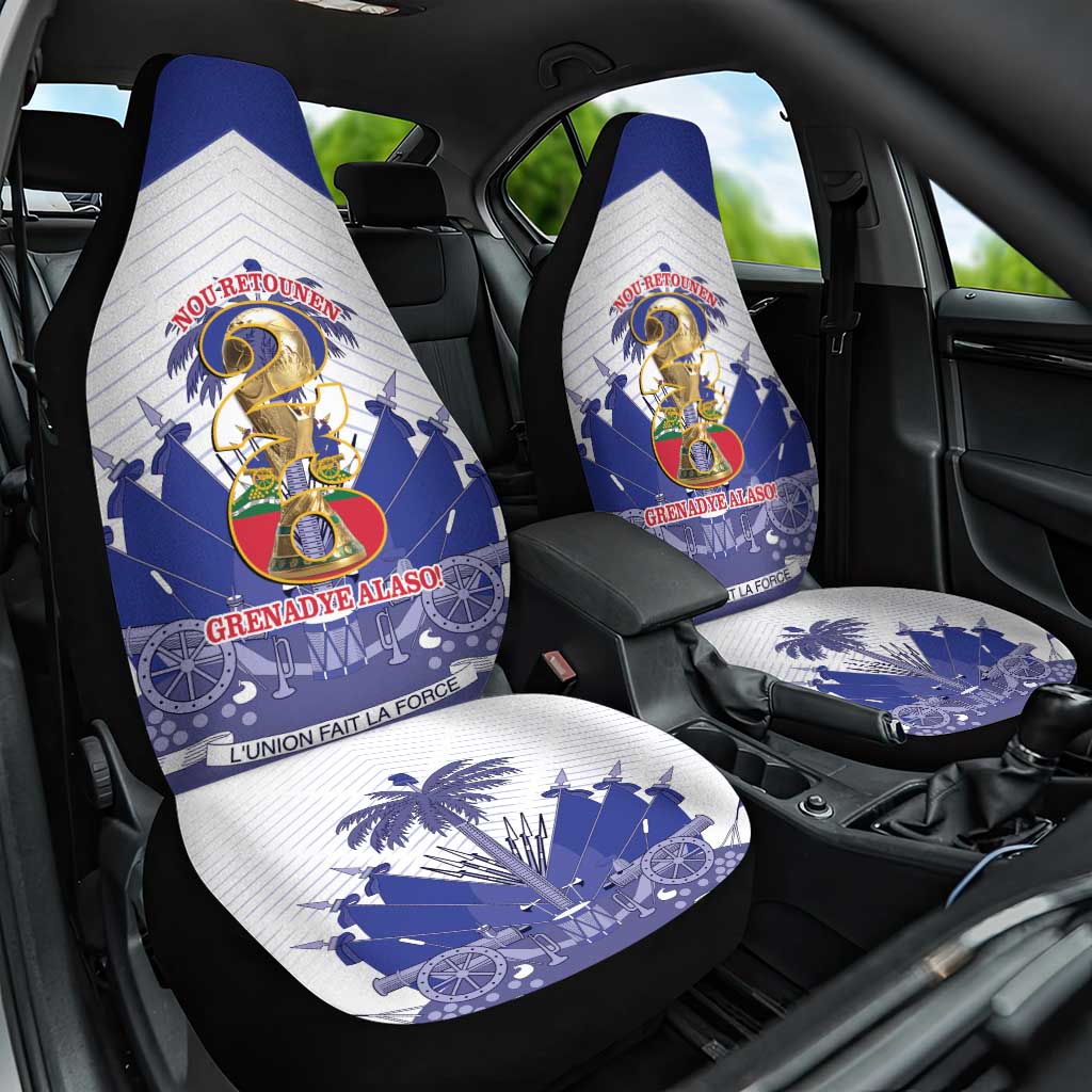 Les Grenadiers Haiti Football Car Seat Cover 2026 Nou Retounen White Version - African Pride