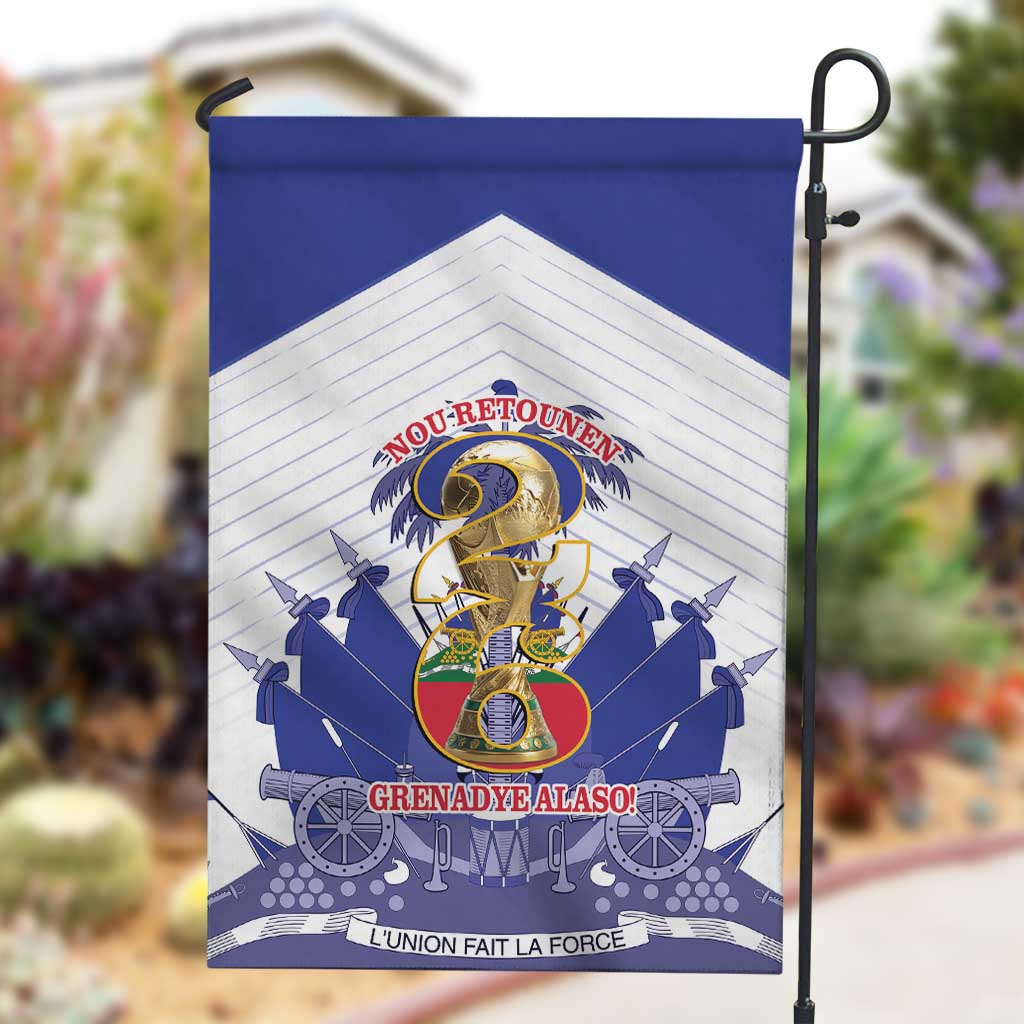 Les Grenadiers Haiti Football Garden Flag 2026 Nou Retounen White Version - African Pride