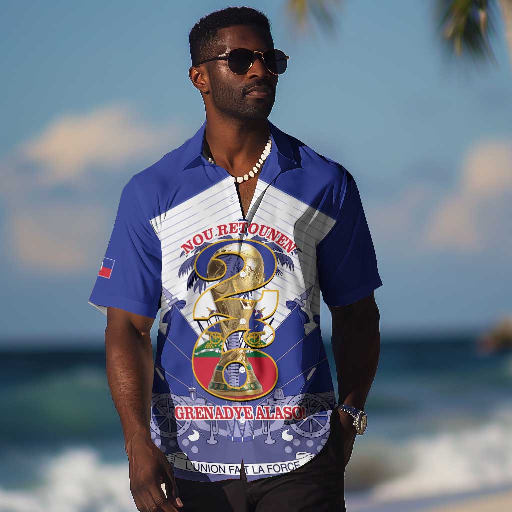 Personalized Les Grenadiers Haiti Football Hawaiian Shirt 2026 Nou Retounen White Version LT14