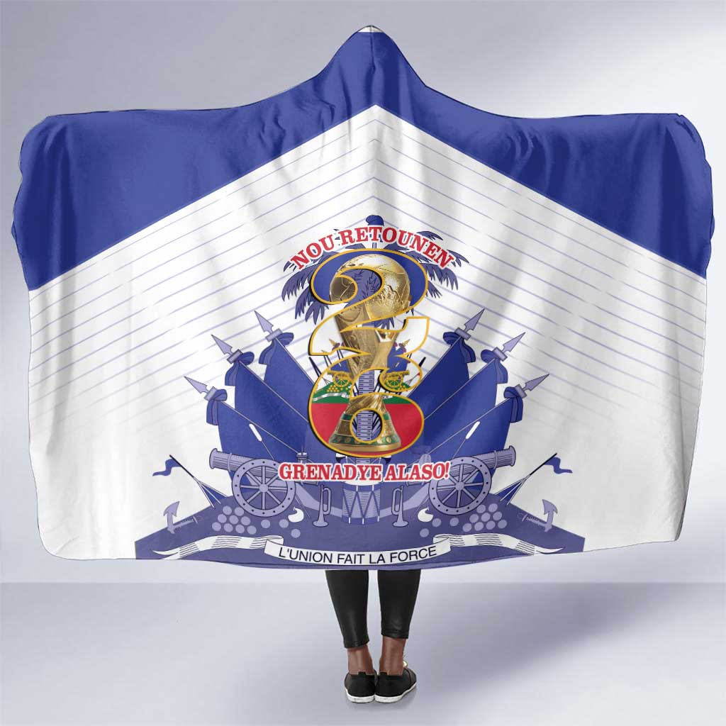 Les Grenadiers Haiti Football Hooded Blanket 2026 Nou Retounen White Version - African Pride