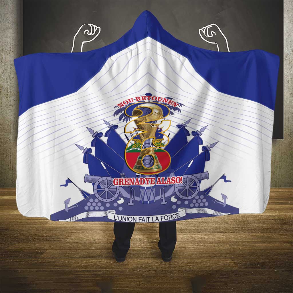 Les Grenadiers Haiti Football Hooded Blanket 2026 Nou Retounen White Version - African Pride