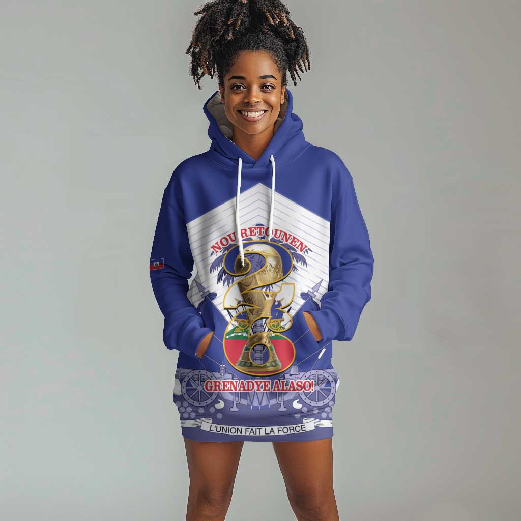 Personalized Les Grenadiers Haiti Football Hoodie Dress 2026 Nou Retounen White Version - African Pride