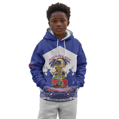 Personalized Les Grenadiers Haiti Football Kid Hoodie 2026 Nou Retounen White Version - African Pride