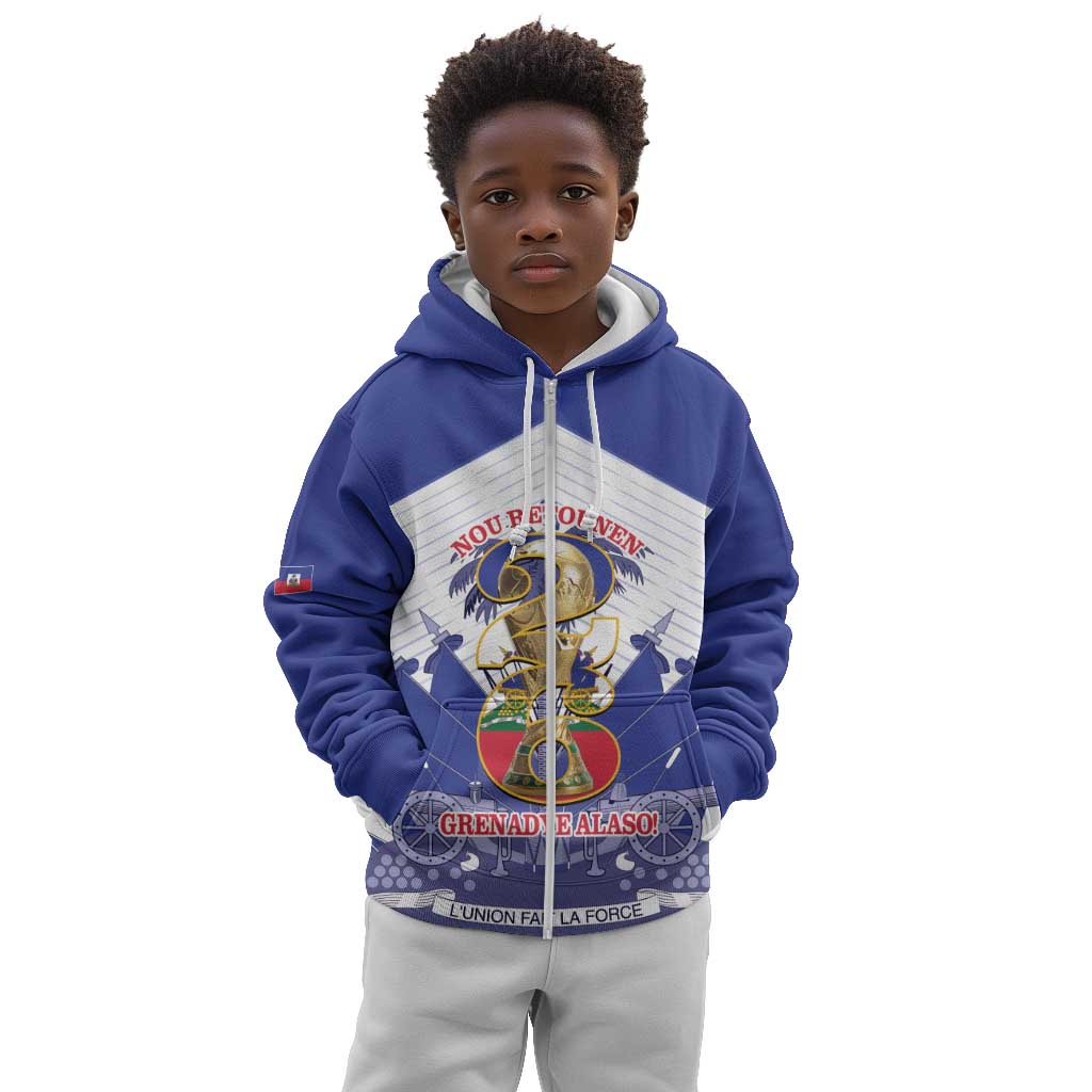 Personalized Les Grenadiers Haiti Football Kid Hoodie 2026 Nou Retounen White Version - African Pride