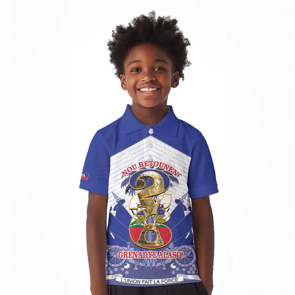 Personalized Les Grenadiers Haiti Football Kid Polo Shirt 2026 Nou Retounen White Version - African Pride