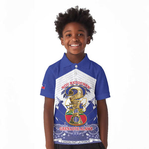 Personalized Les Grenadiers Haiti Football Kid Polo Shirt 2026 Nou Retounen White Version LT14