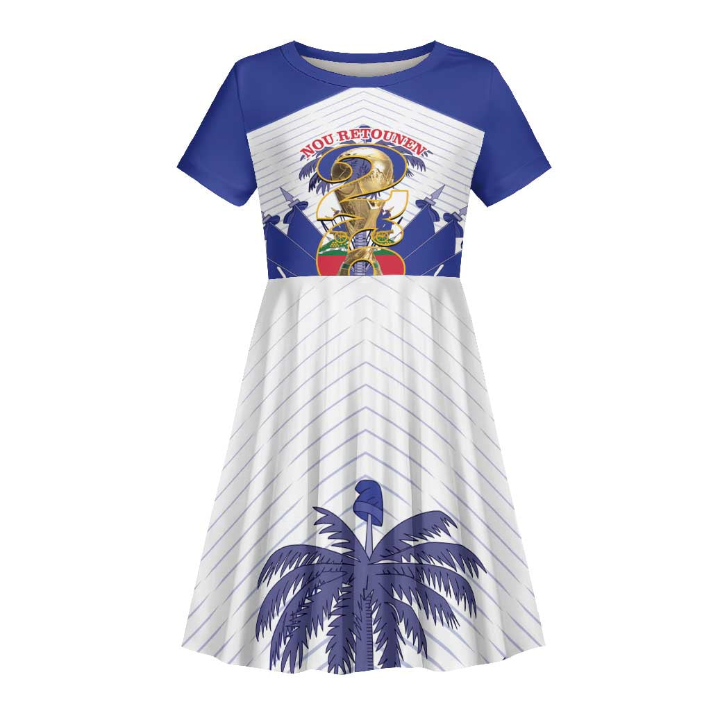 Personalized Les Grenadiers Haiti Football Kid Short Sleeve Dress 2026 Nou Retounen White Version - African Pride