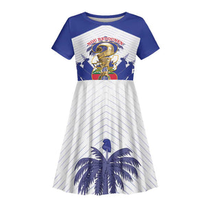 Personalized Les Grenadiers Haiti Football Kid Short Sleeve Dress 2026 Nou Retounen White Version - African Pride