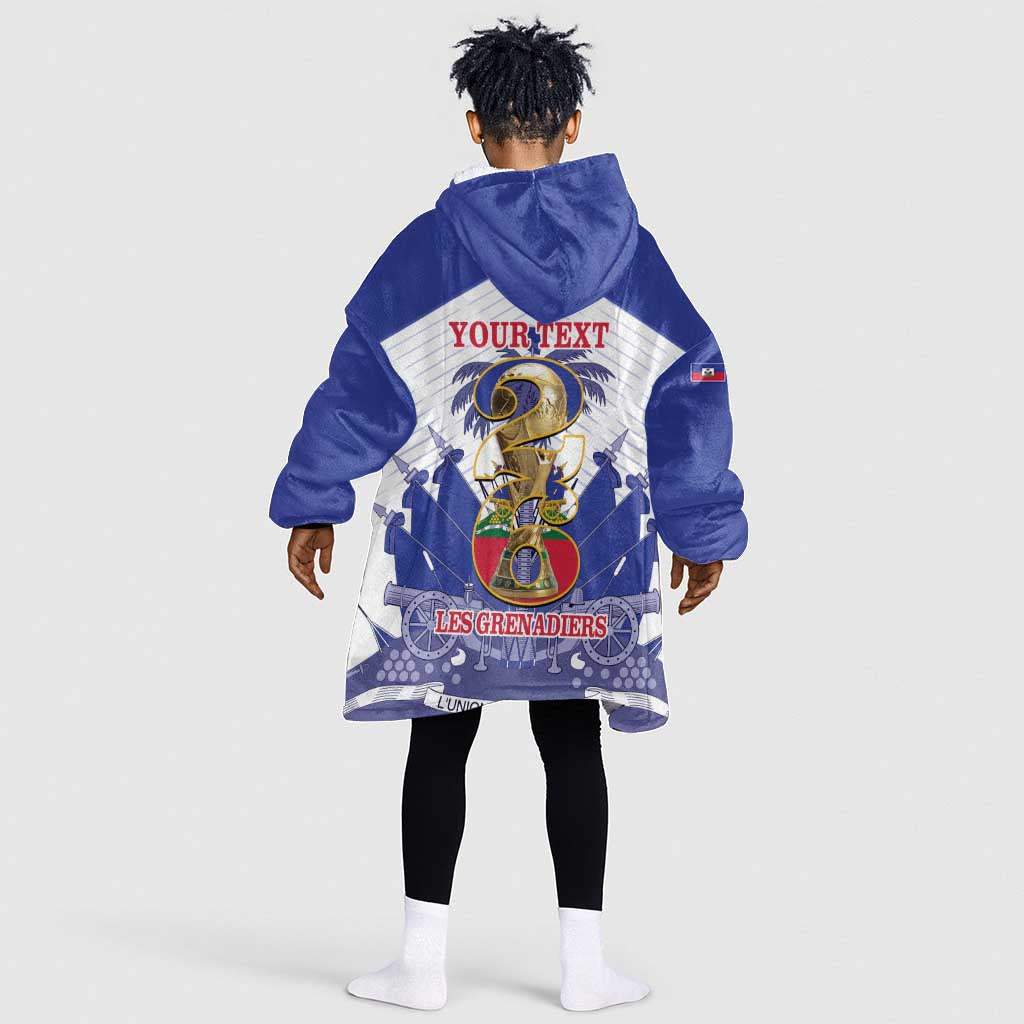 Personalized Les Grenadiers Haiti Football Kid Wearable Blanket Hoodie 2026 Nou Retounen White Version - African Pride