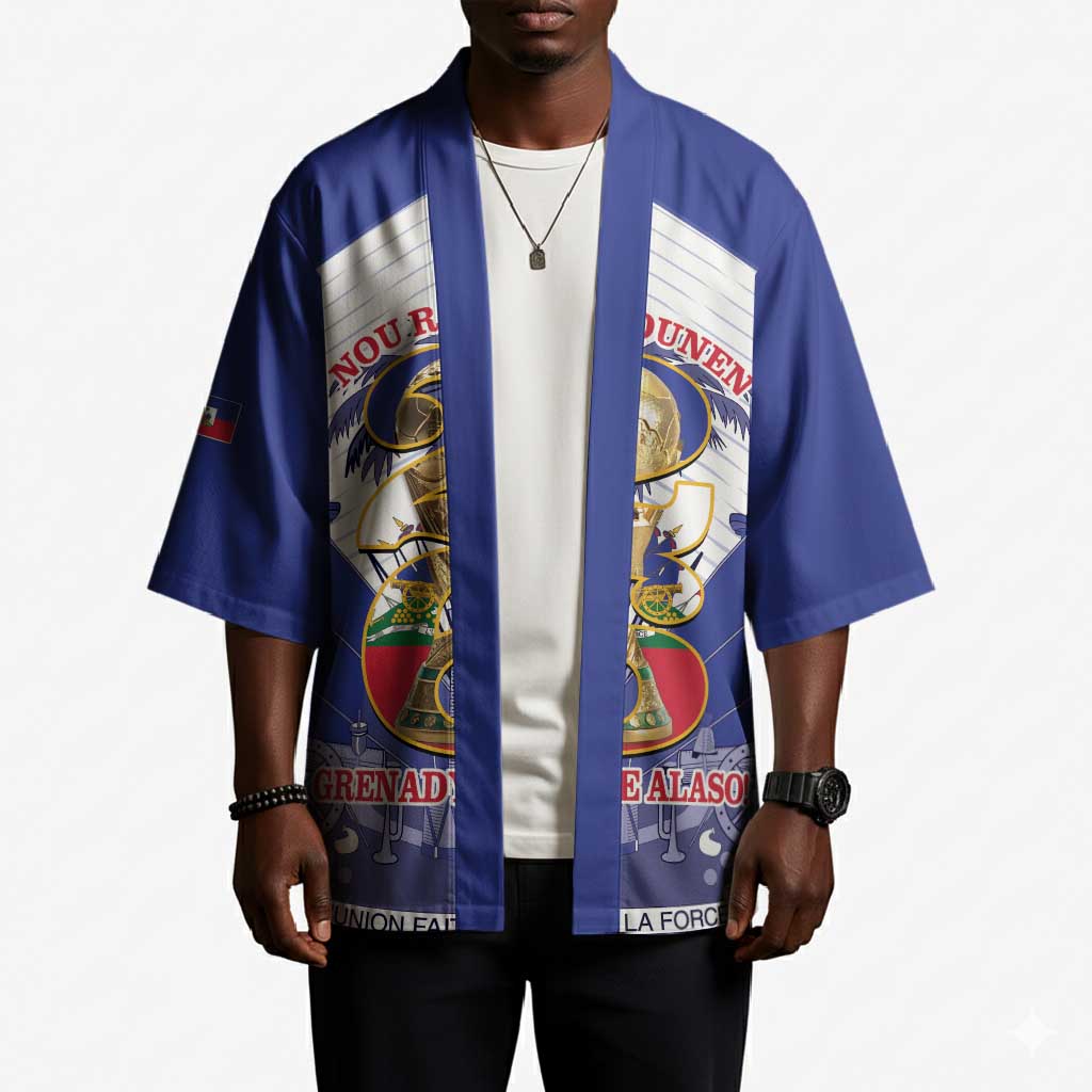 Personalized Les Grenadiers Haiti Football Kimono 2026 Nou Retounen White Version