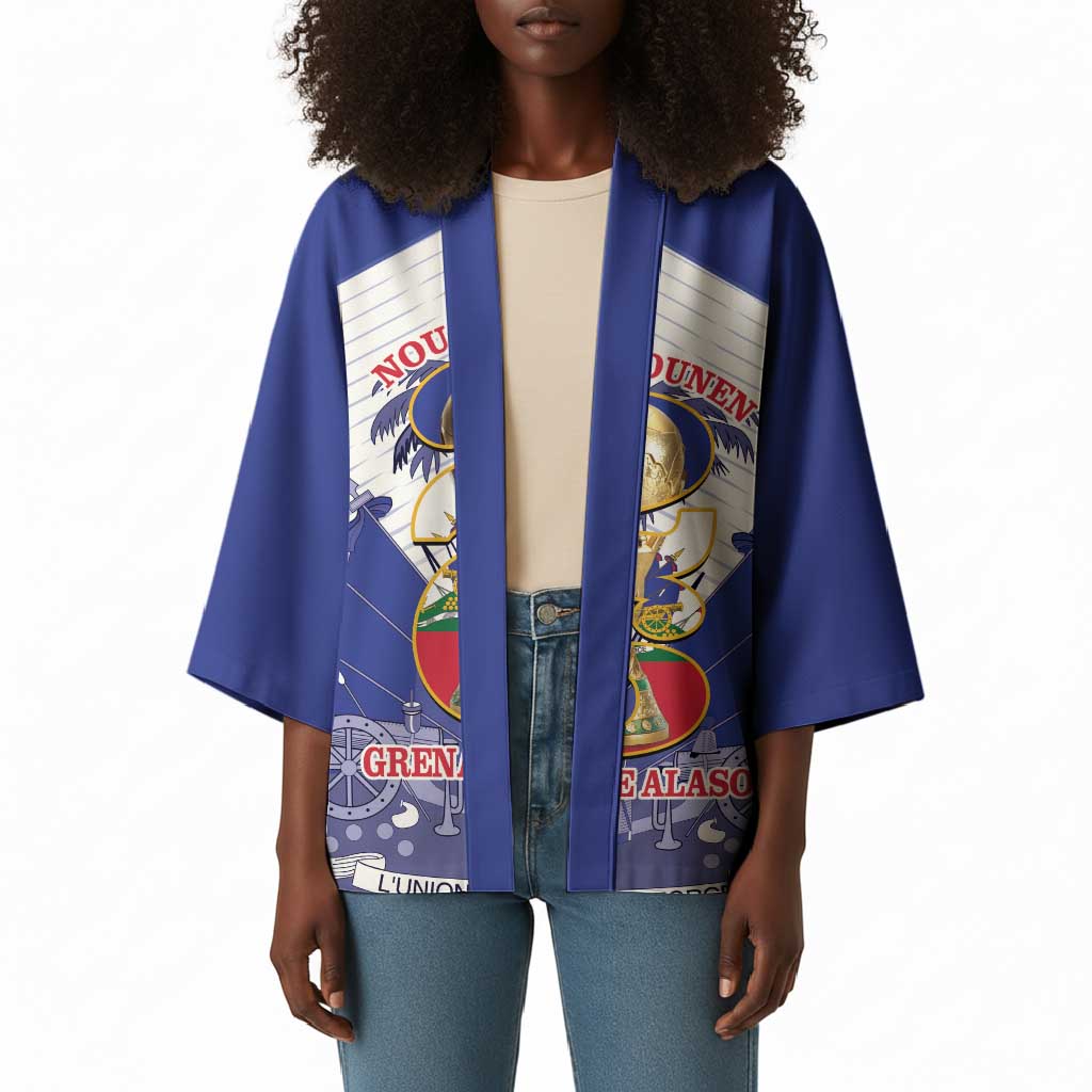 Personalized Les Grenadiers Haiti Football Kimono 2026 Nou Retounen White Version