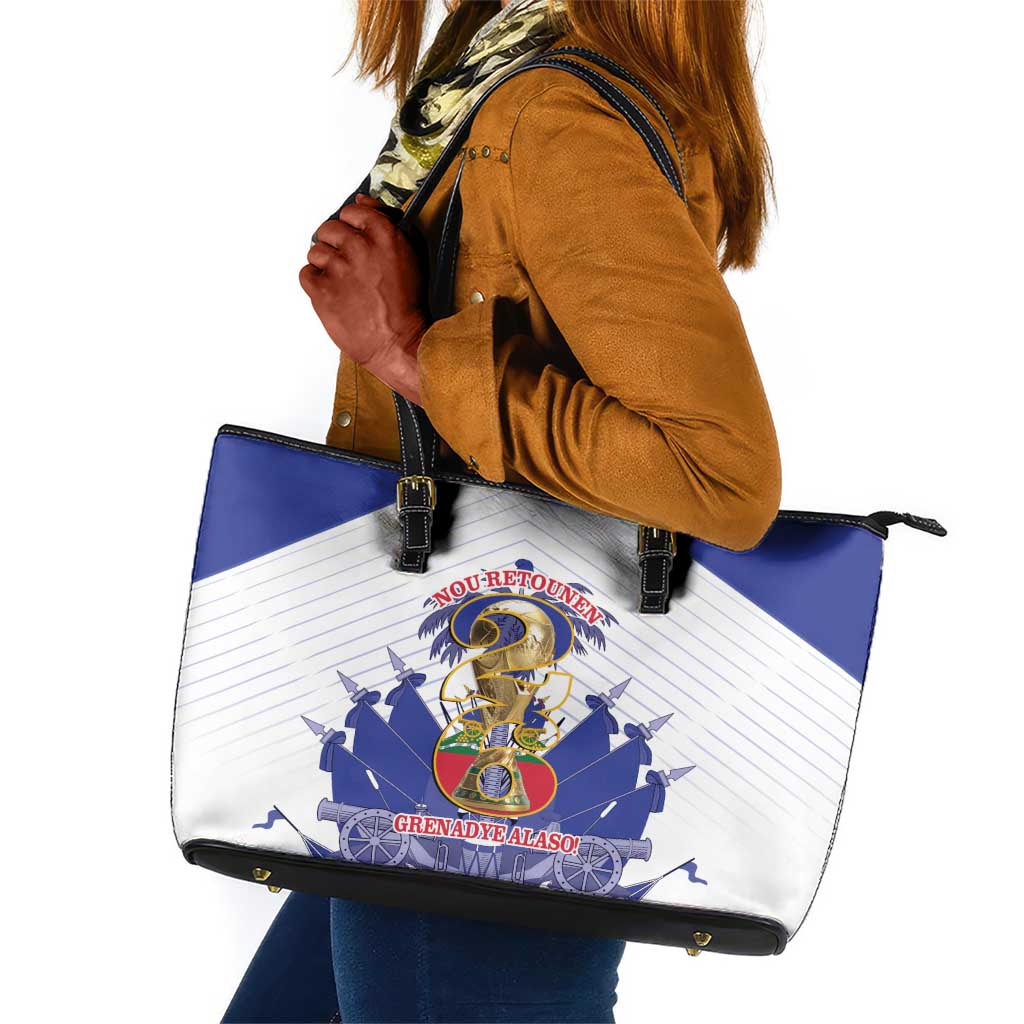 Les Grenadiers Haiti Football Leather Tote Bag 2026 Nou Retounen White Version - African Pride